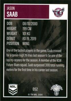 2022 NRL Elite #052 Jason Saab Back